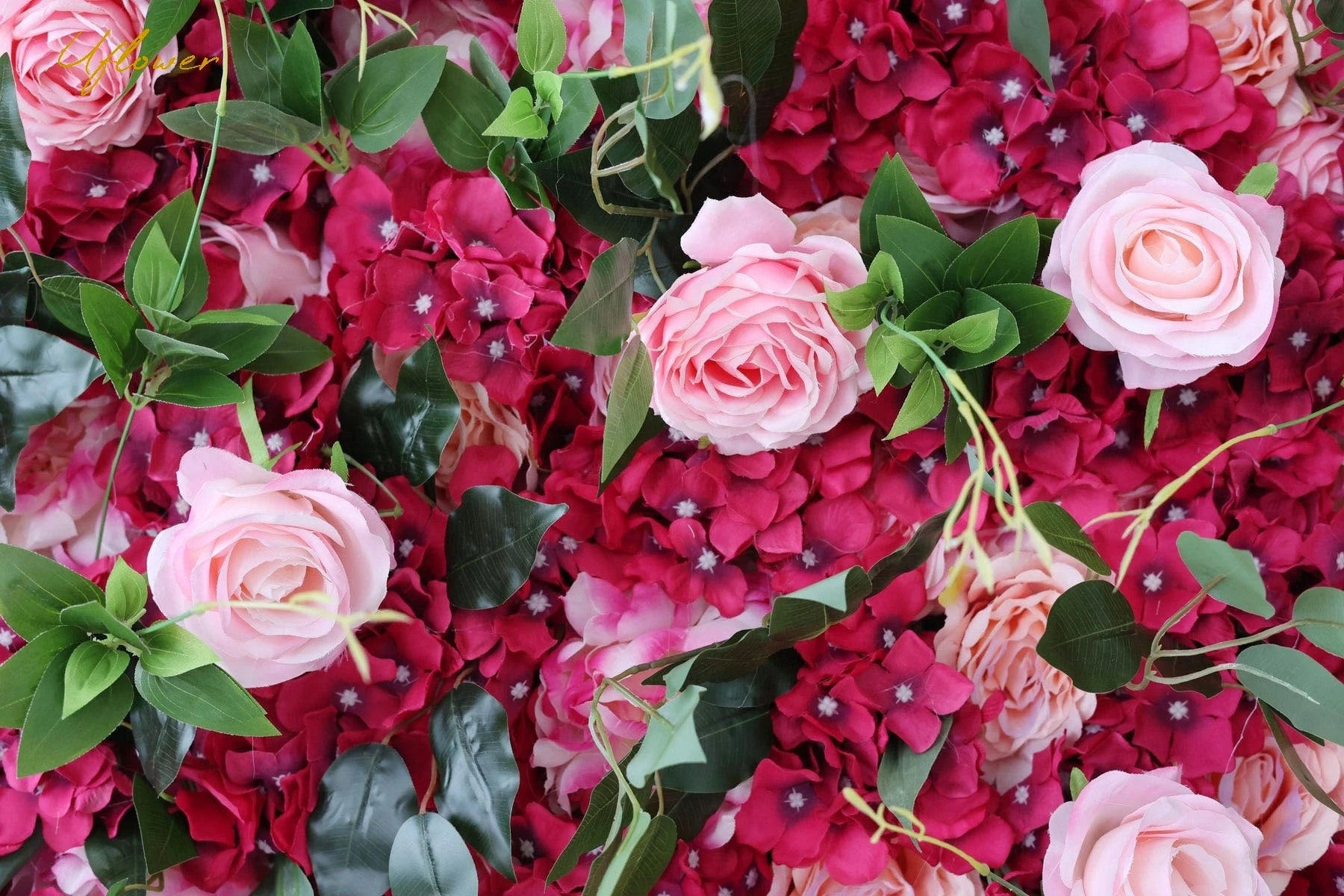 Wedding Red Pink Rose 5D Artificial Flower Wall Backdrop